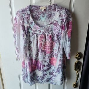 Sassy Noiz Foral Print Women's Tunic Size 2XL